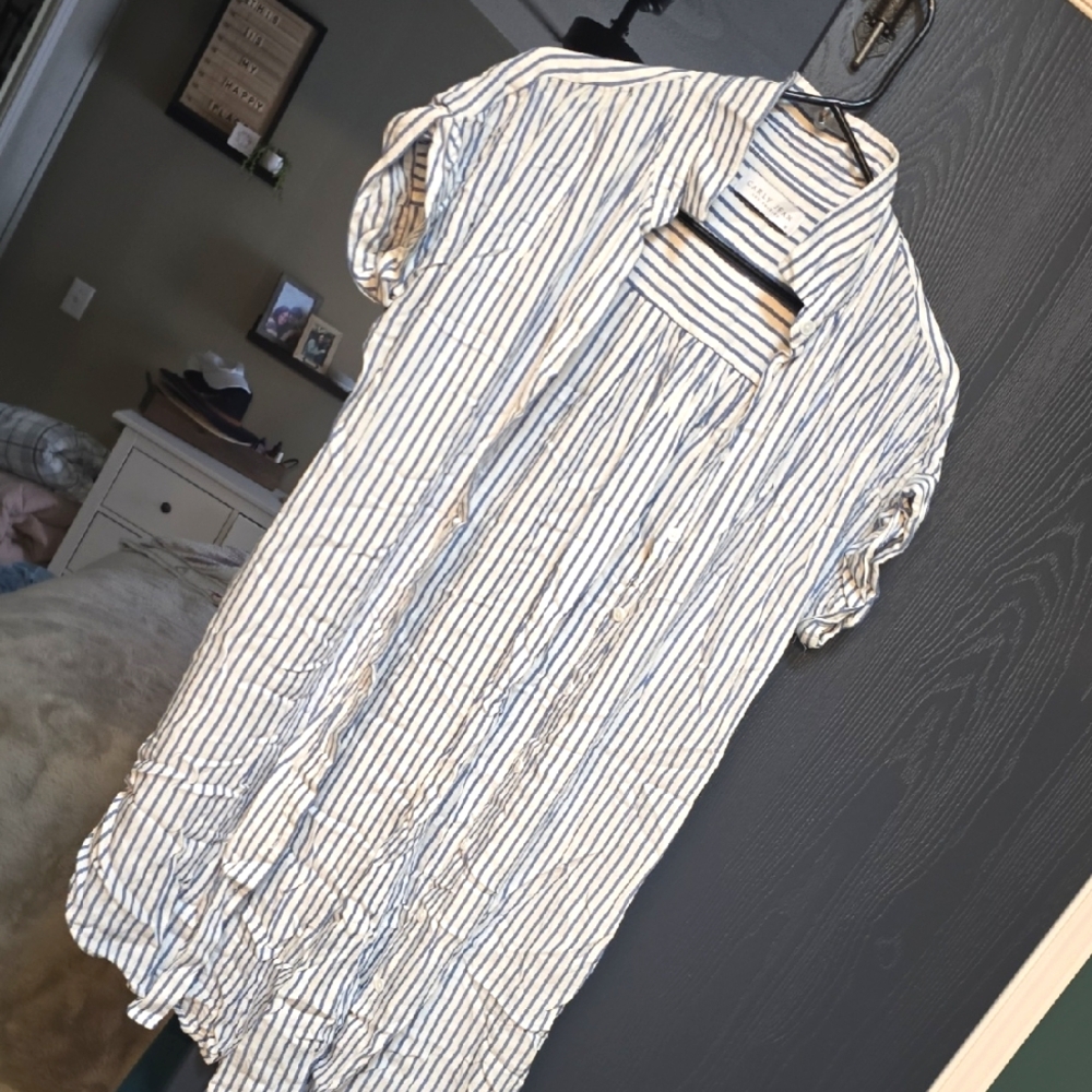 Carly Jean Los Angeles Striped Button-Up Shirt Dress